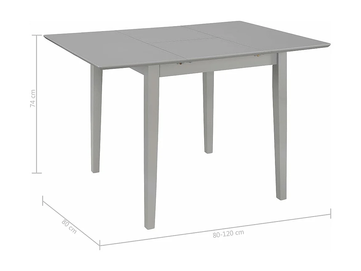 Table à manger extensible Gris (80-120) x 80 x 74 cm MDF