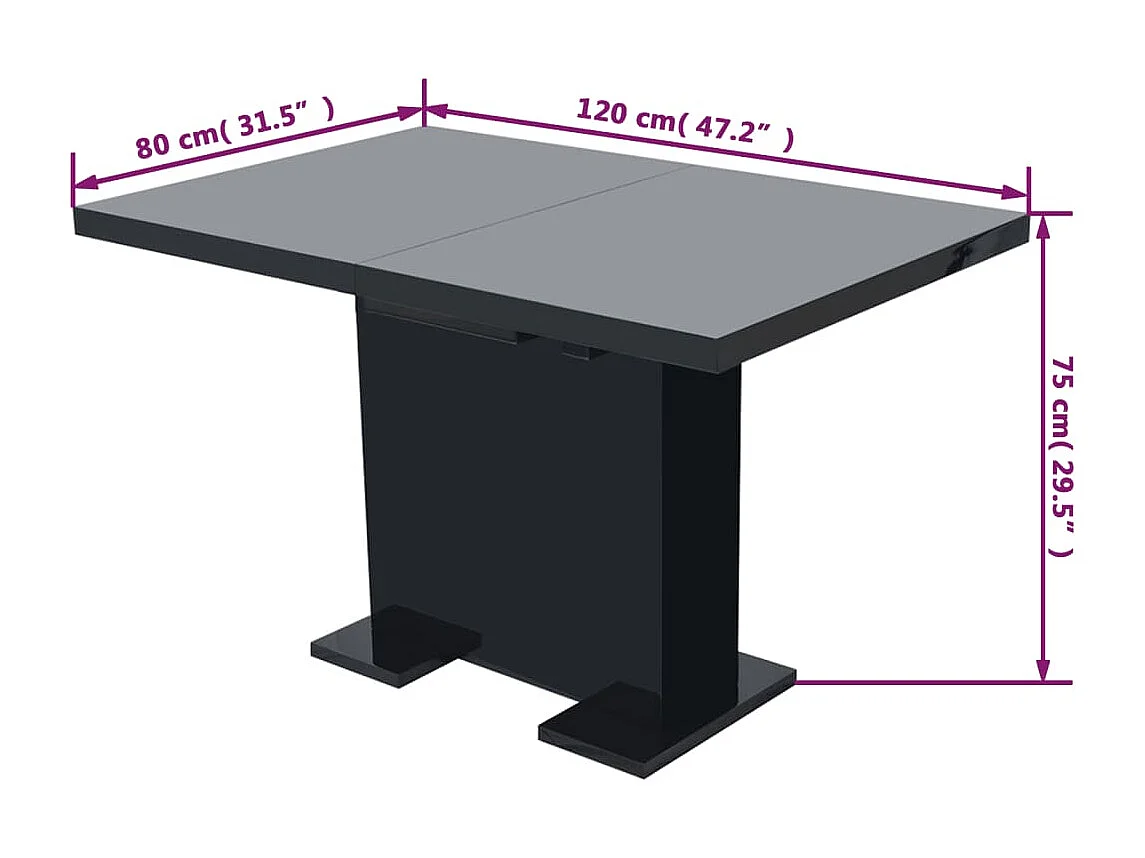 Table à manger extensible noir brillant