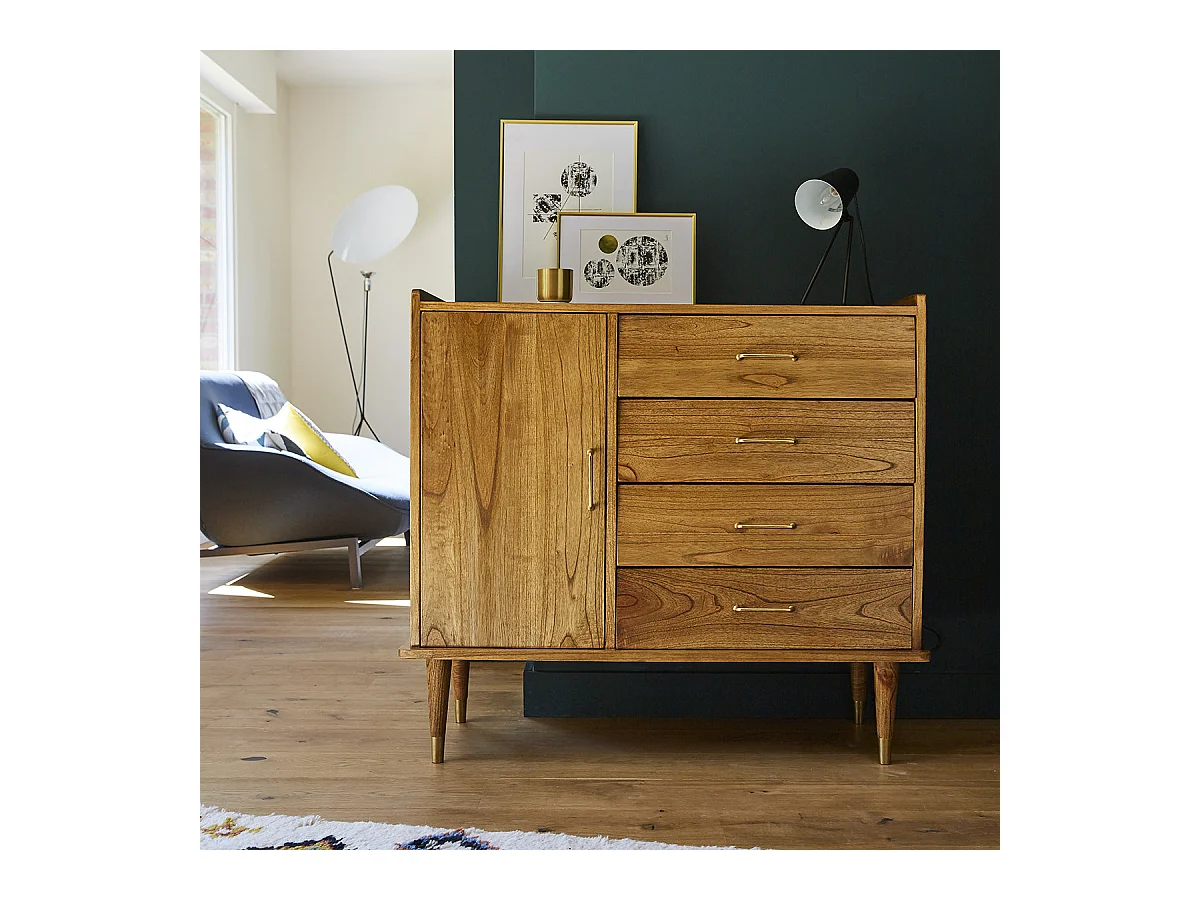 Cassettiera in mindi massello 105 cm