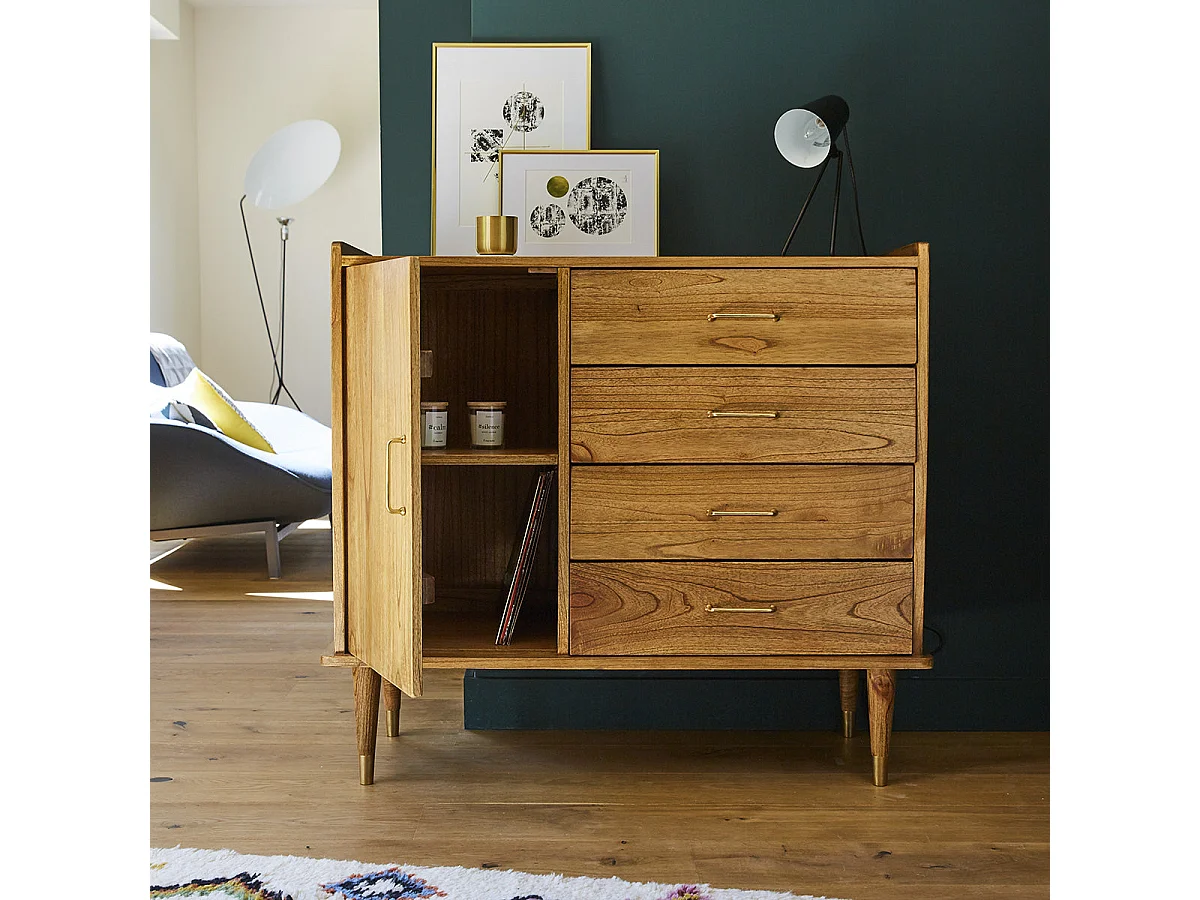 Cassettiera in mindi massello 105 cm