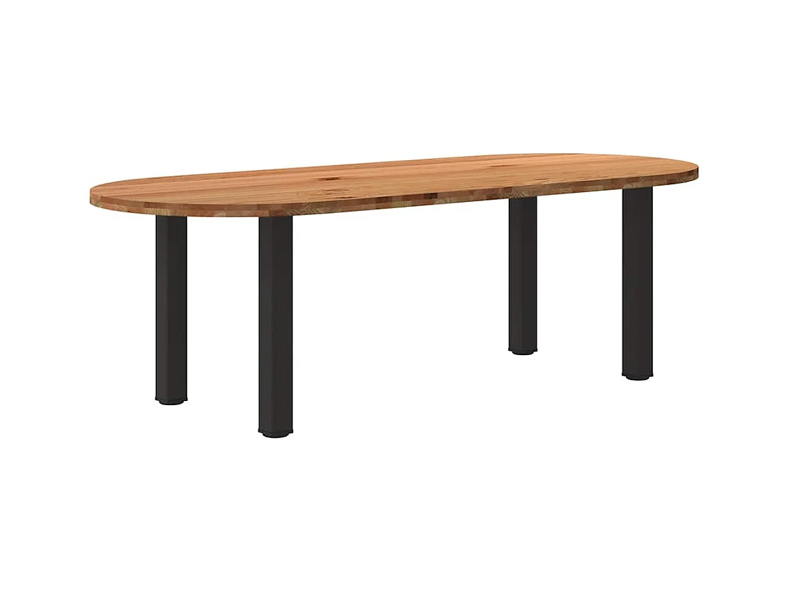 Table à manger marron clair bois de chêne massif ovale