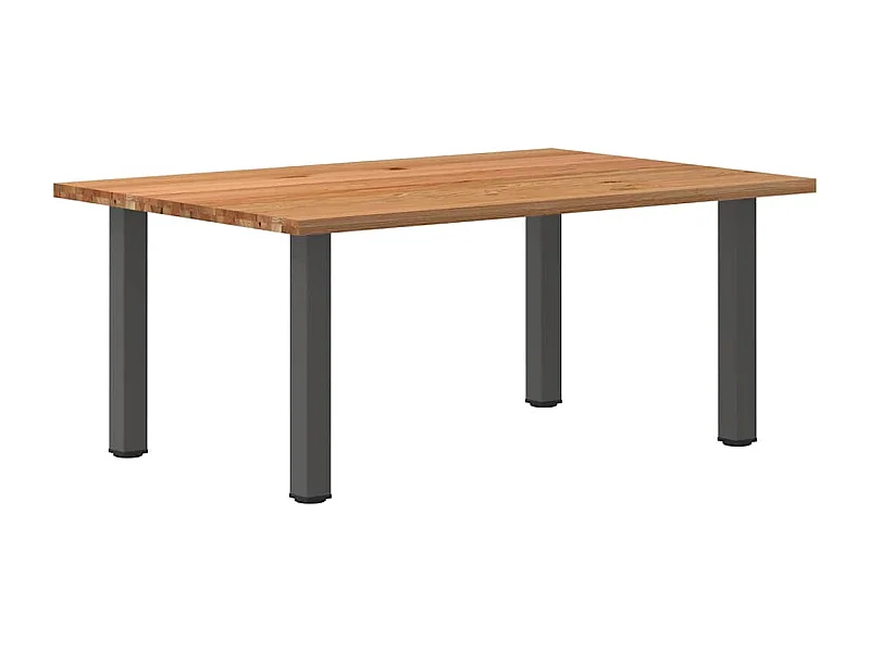 Table à manger marron clair bois de chêne massif rectangulaire