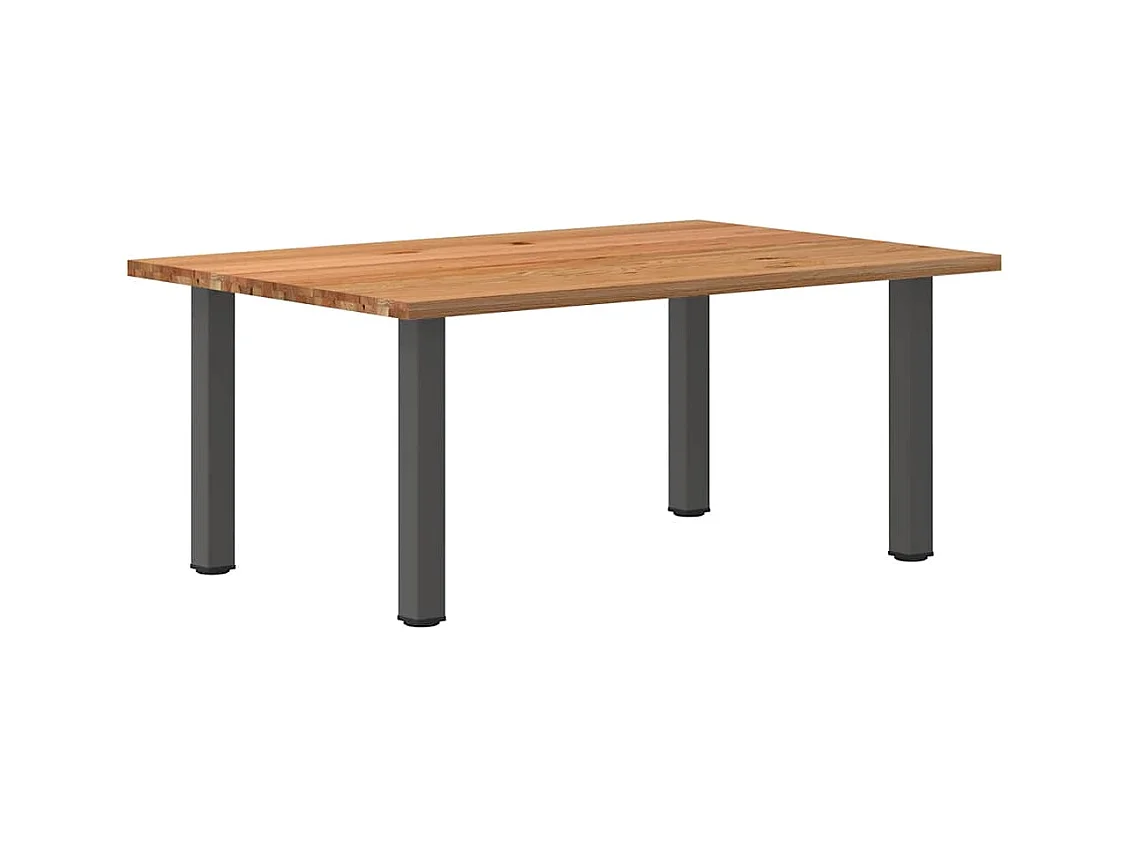 Table à manger marron clair bois de chêne massif rectangulaire