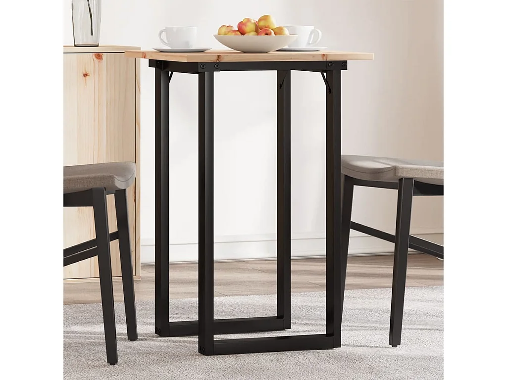 Table à manger cadre en O 50x50x75 cm bois de pin massif fonte