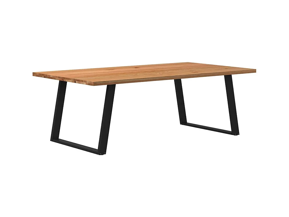 Table à manger marron clair bois de chêne massif rectangulaire