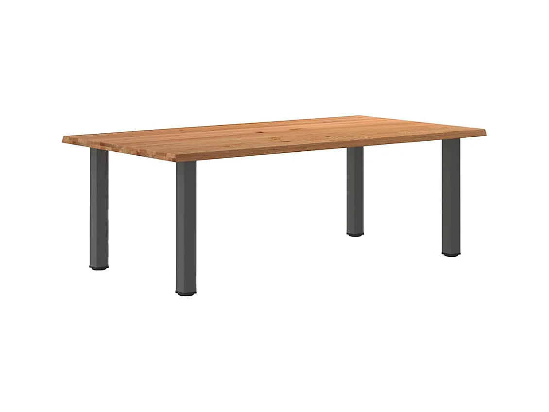 Table à manger marron clair bois de chêne massif rectangulaire