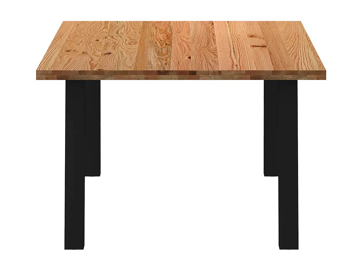 Table à manger marron clair bois de chêne massif rectangulaire