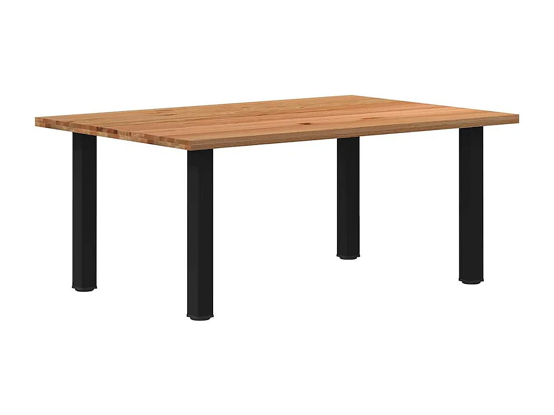 Table à manger marron clair bois de chêne massif rectangulaire