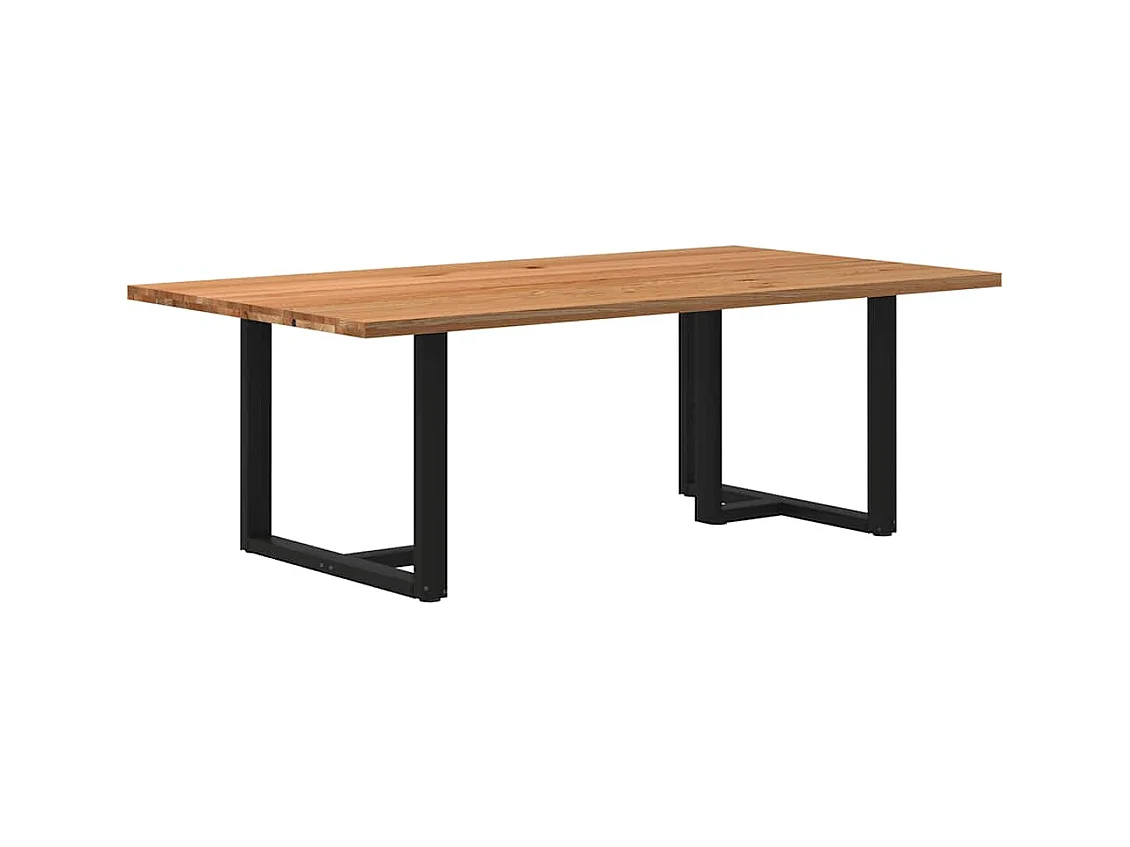 Table à manger marron clair bois de chêne massif rectangulaire