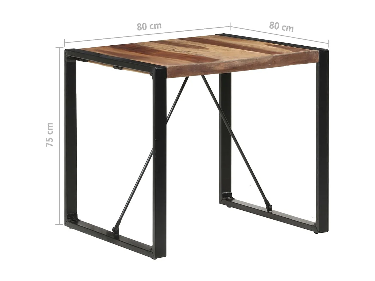 Mesa de comedor madera maciza con acabado sheesham 80x80x75 cm