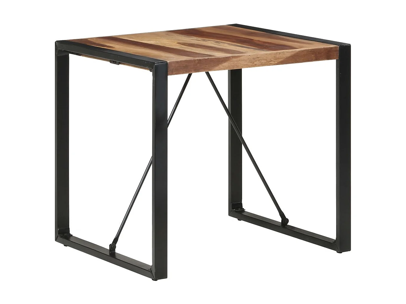 Mesa de comedor madera maciza con acabado sheesham 80x80x75 cm