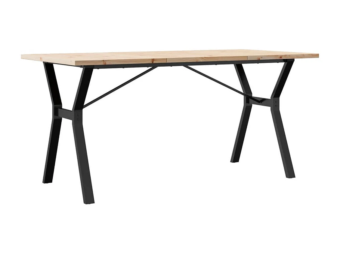 Table à manger cadre en Y 140x80x75,5 cm bois pin massif fonte