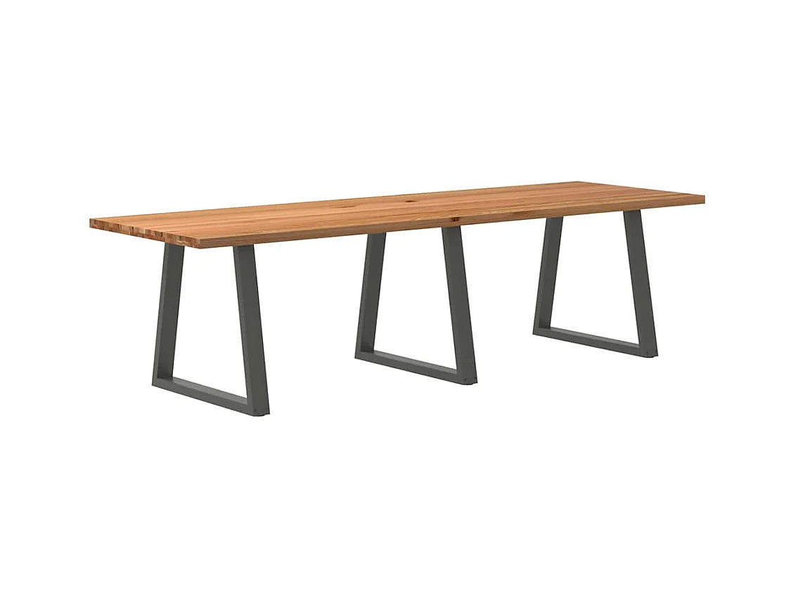 Table à manger marron clair bois de chêne massif rectangulaire