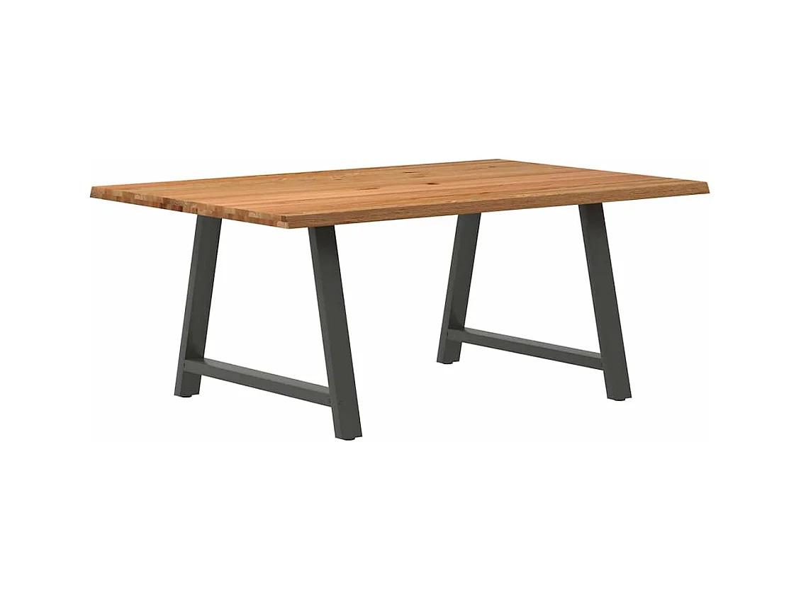 Table à manger avec bord naturel 180x100x74cm bois massif chêne
