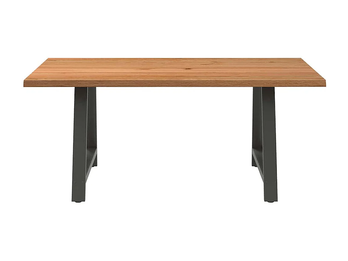 Table à manger avec bord naturel 180x100x74cm bois massif chêne