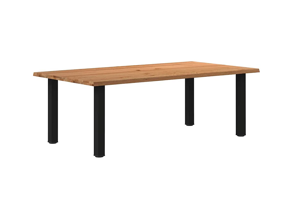 Eettafel met natuurlijke rand 220x120x74 cm massief eikenhout