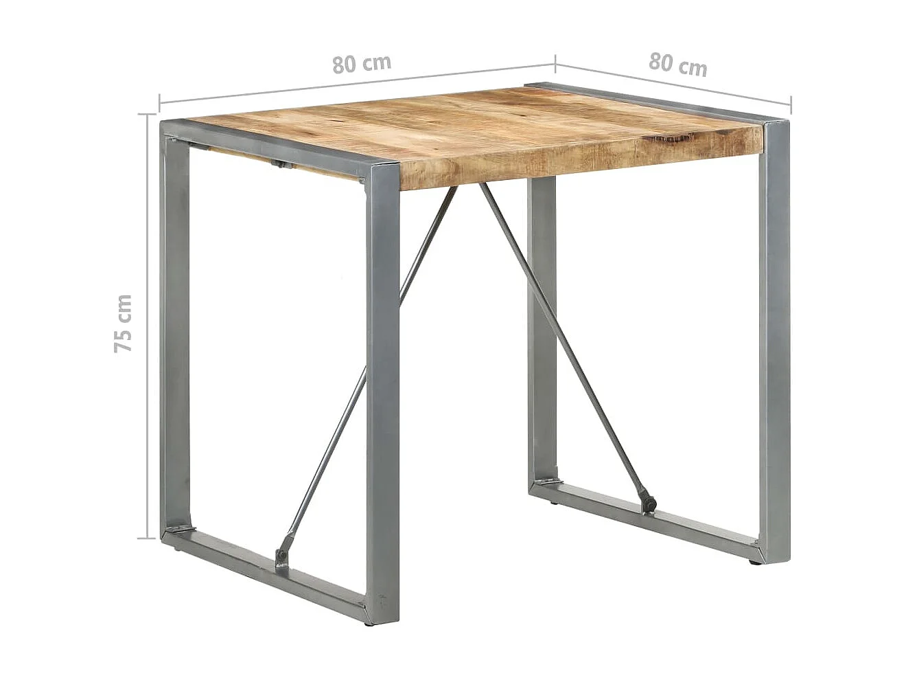 Table de salle à manger 80x80x75 cm Bois de manguier brut