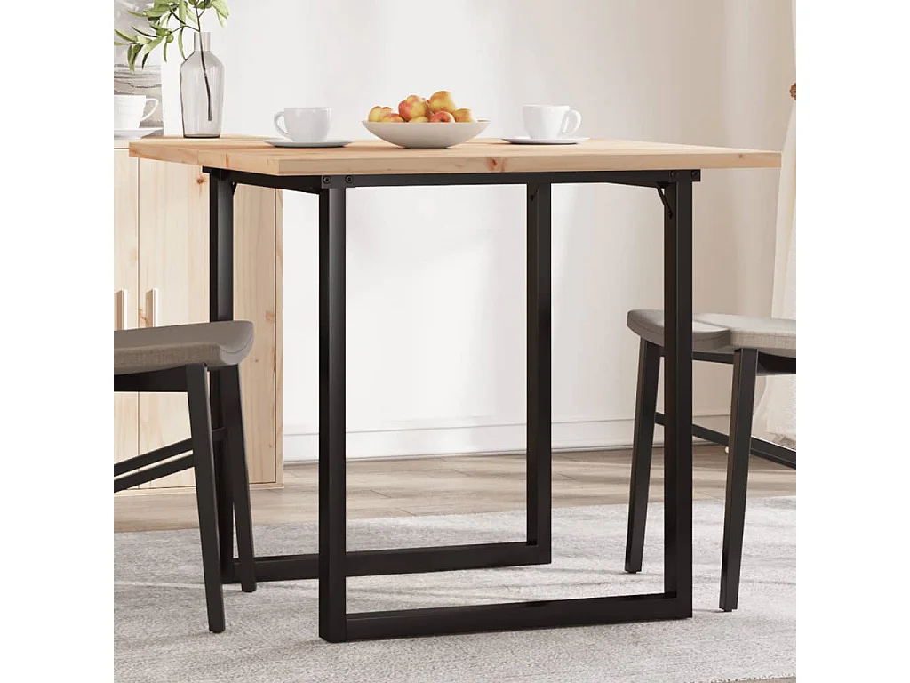 Eettafel O-frame 80x80x75,5 cm massief grenenhout en staal