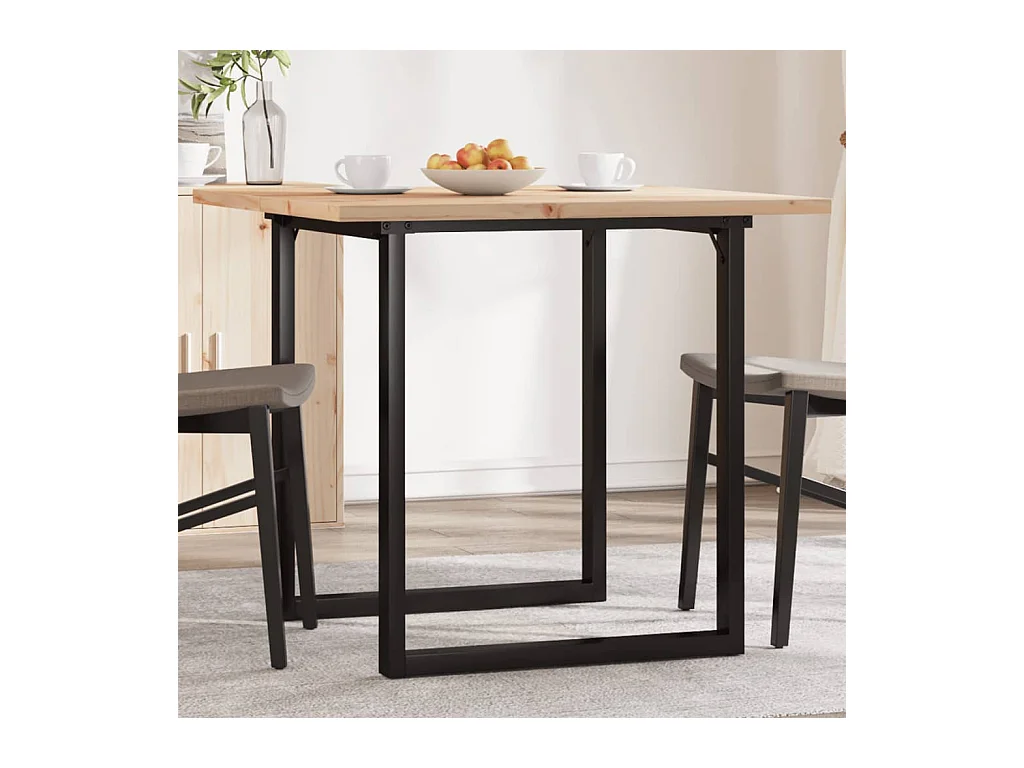 Table à manger cadre en O 80x80x75,5cm bois de pin massif fonte