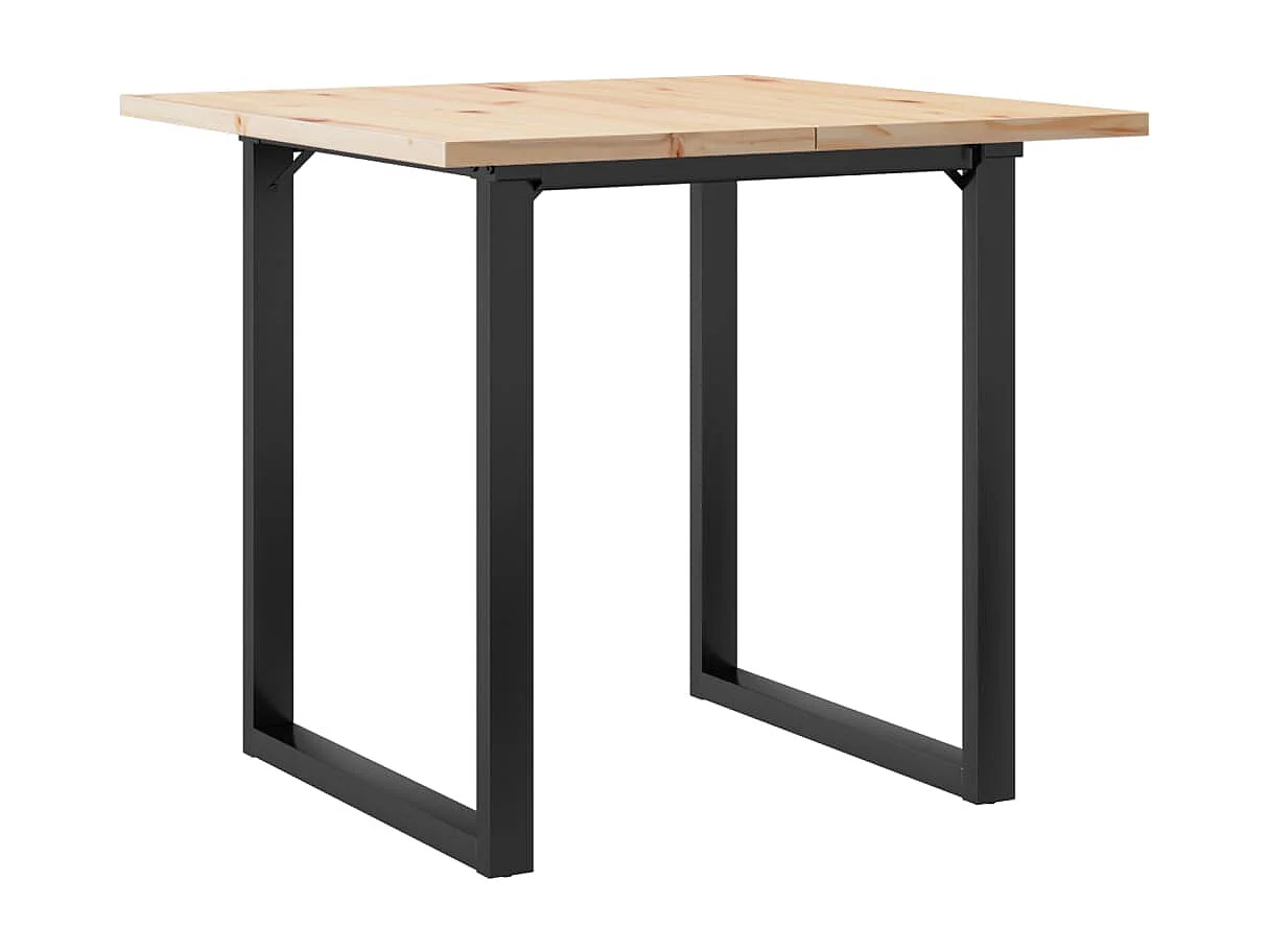 Table à manger cadre en O 80x80x75,5cm bois de pin massif fonte