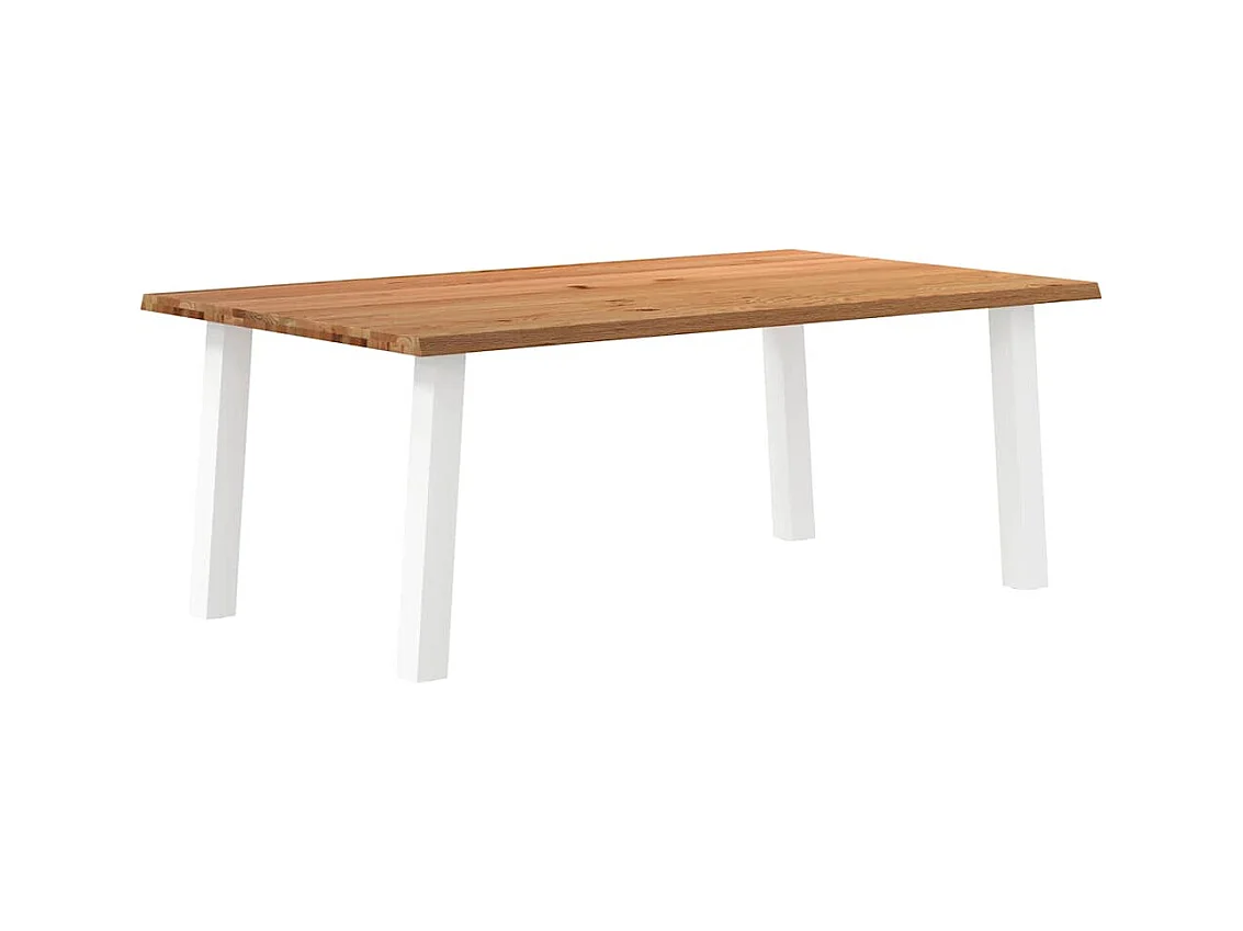 Table à manger marron clair bois de chêne massif rectangulaire