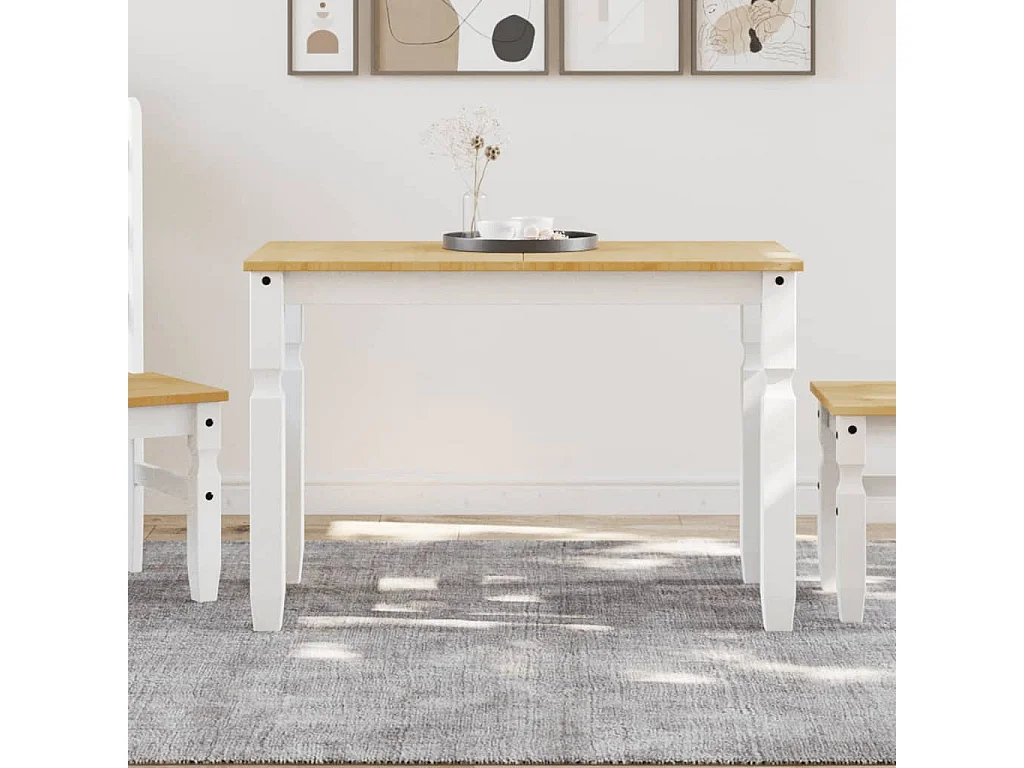 Table à manger Corona blanc 112x60x75 cm bois massif de pin
