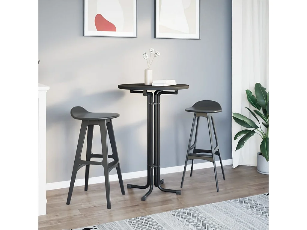 Eettafel Ø 70x110 cm bewerkt hout en staal zwart