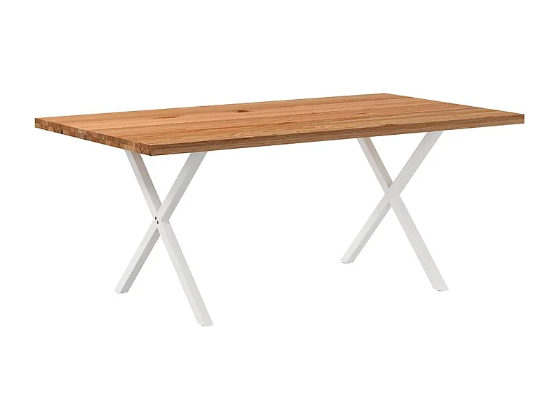 Table à manger marron clair bois de chêne massif rectangulaire