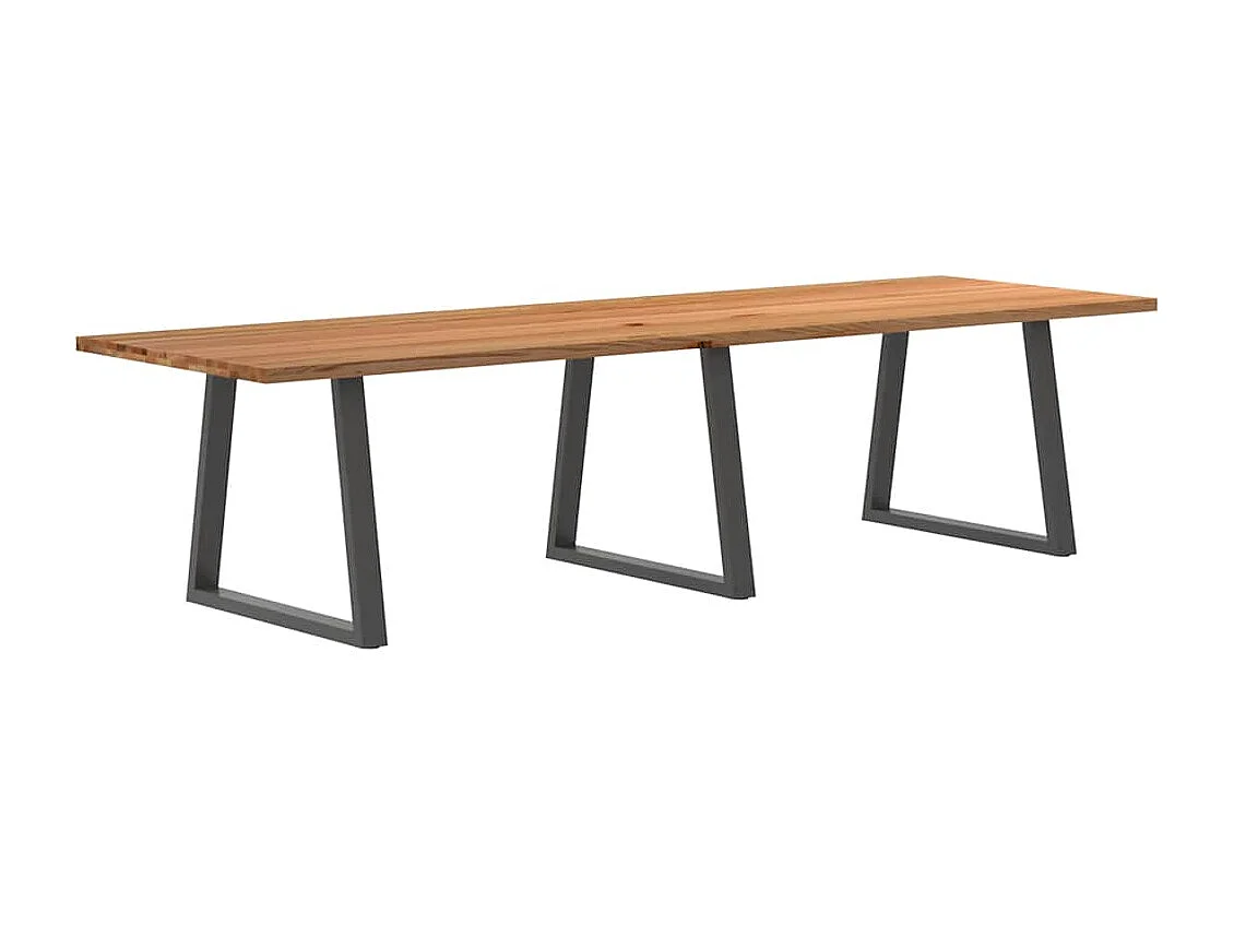 Table à manger marron clair bois de chêne massif rectangulaire