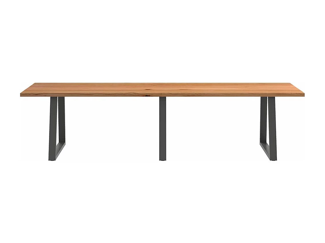 Table à manger marron clair bois de chêne massif rectangulaire