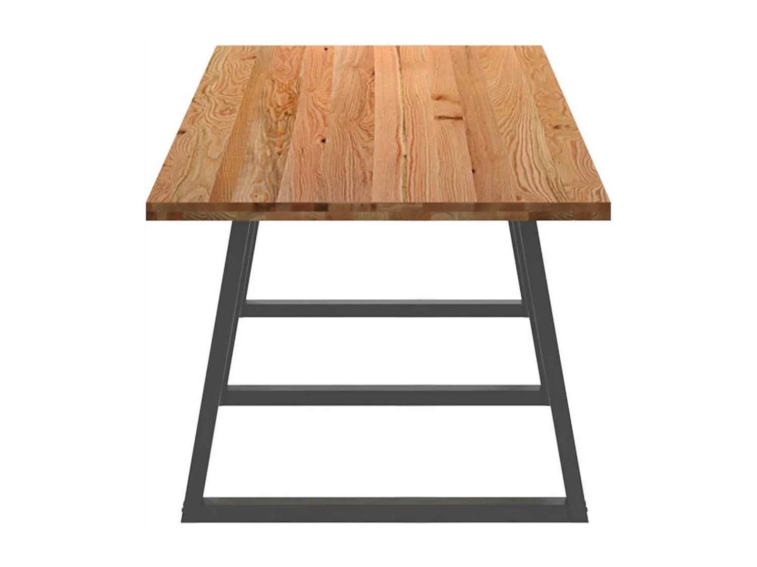 Table à manger marron clair bois de chêne massif rectangulaire