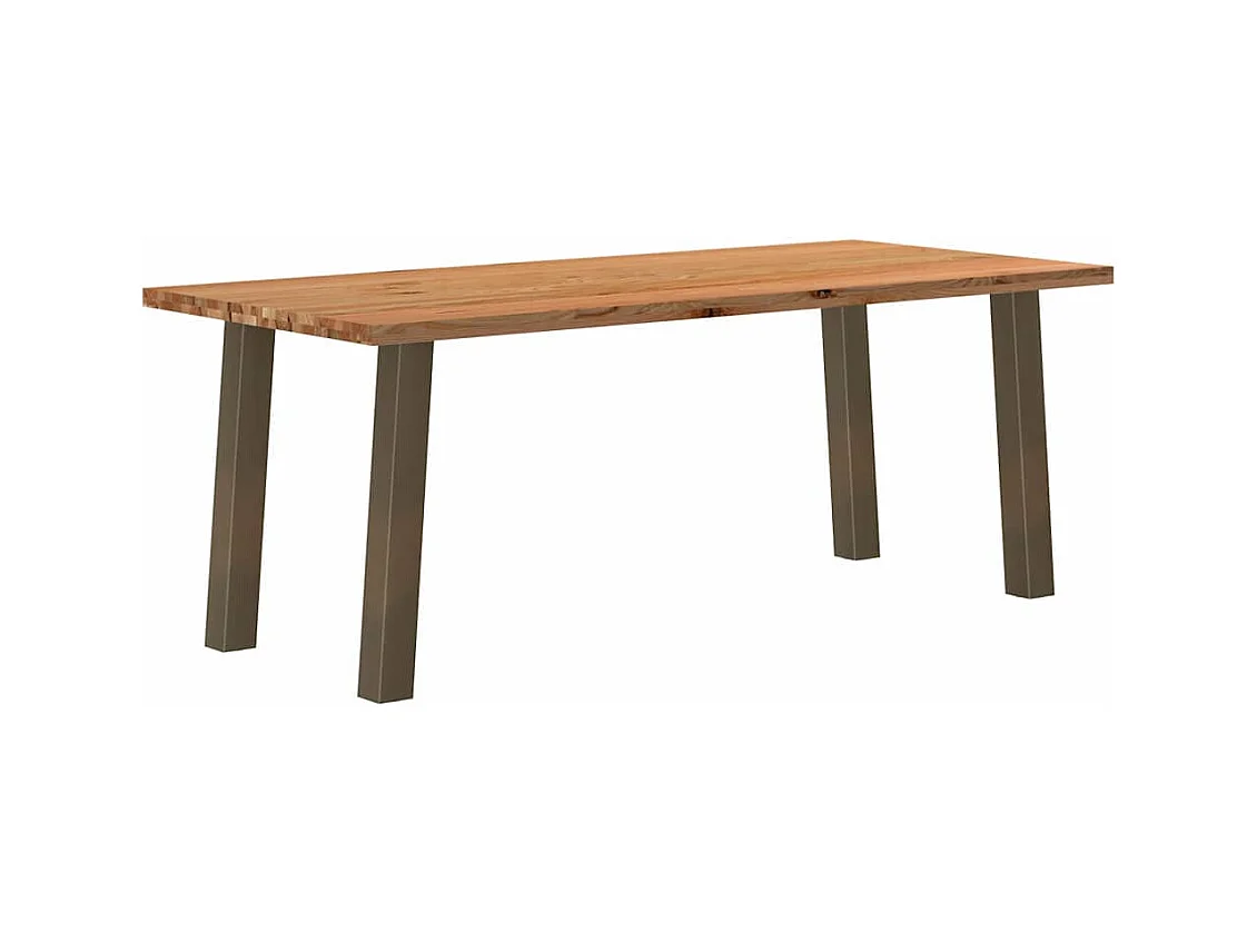 Table à manger marron clair bois de chêne massif rectangulaire