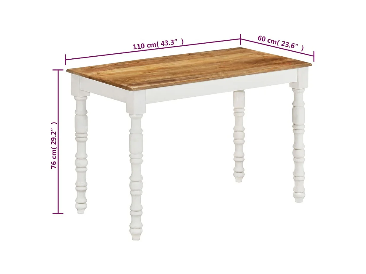 Table à manger 110x60x76 cm Bois de manguier massif