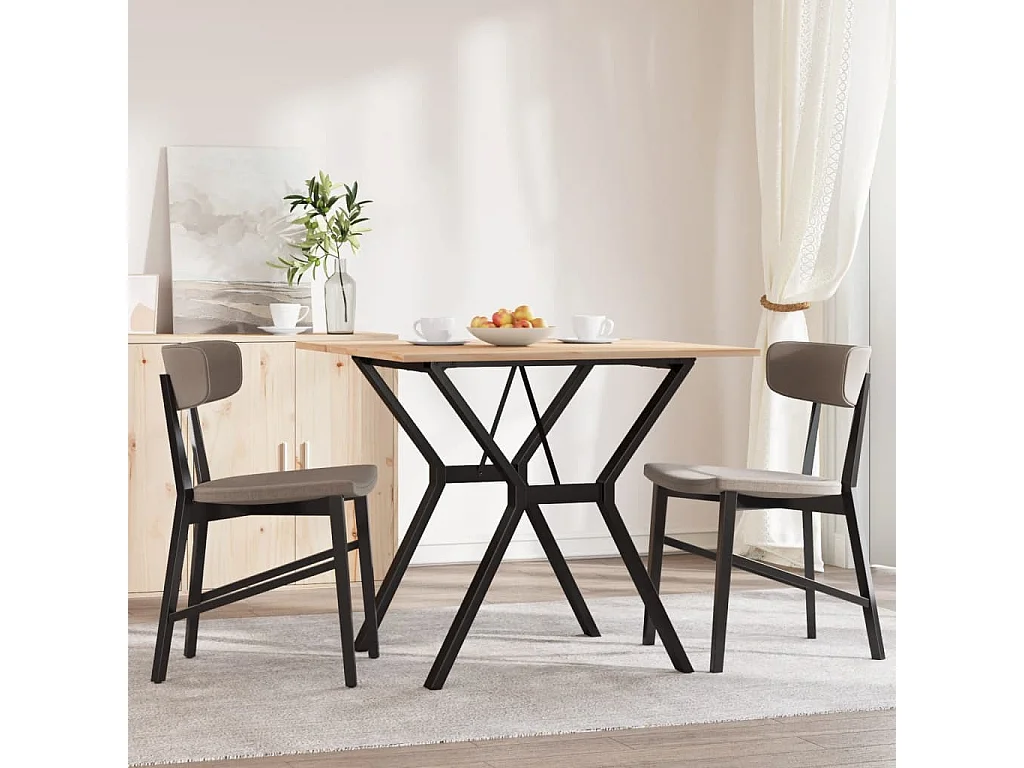 Table à manger cadre en Y 80x80x75 cm bois de pin massif fonte