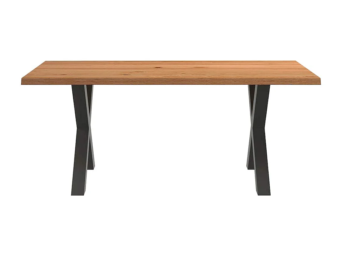 Table à manger marron clair bois de chêne massif rectangulaire