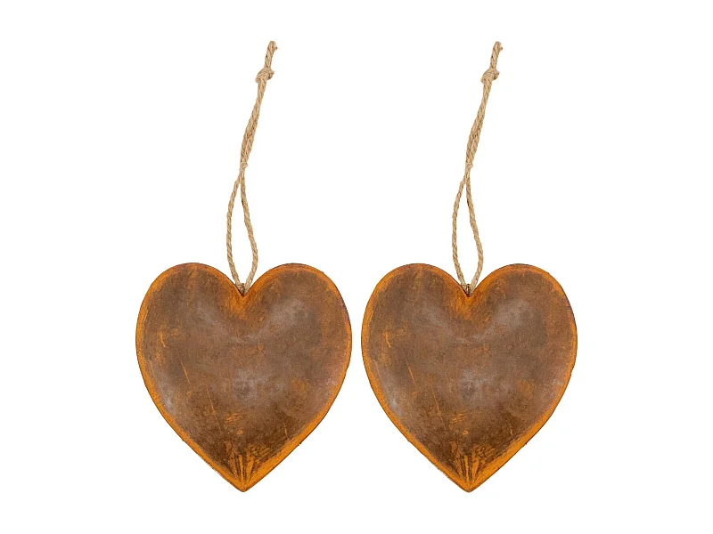 Coeur en métal vieilli Lot de 2
