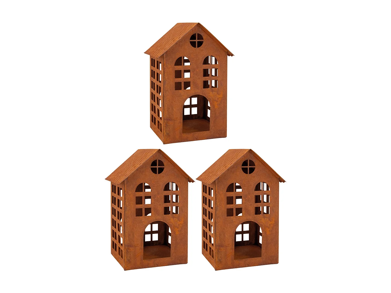 Lanterne maison en métal vieilli Lot de 3