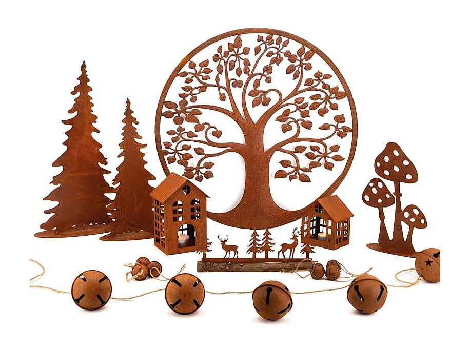 Lanterne maison en métal vieilli Lot de 3