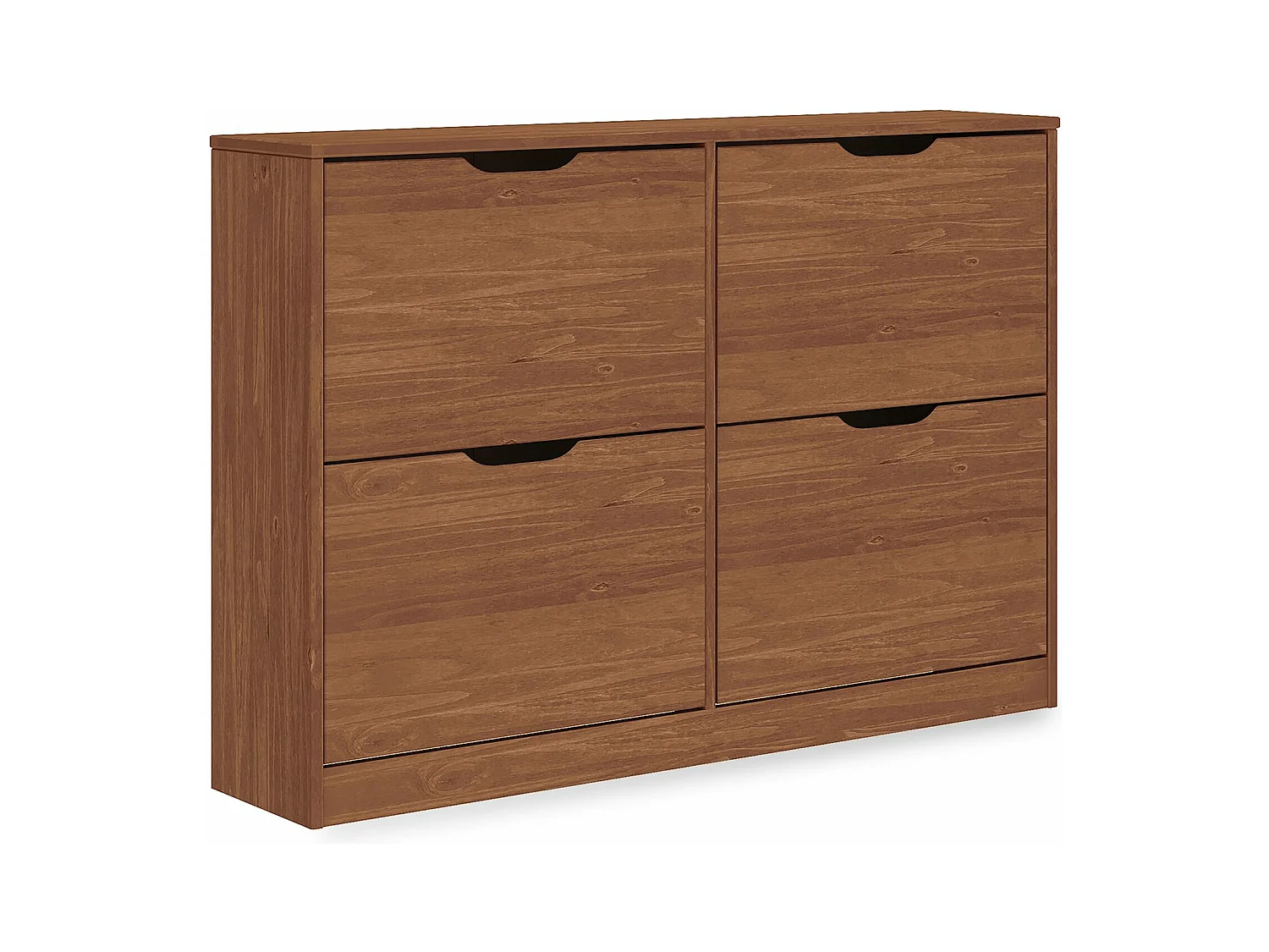 Meubles à chaussures BASIL Armoire avec 4 abattants, en Pin massif, Coloris châtaignier