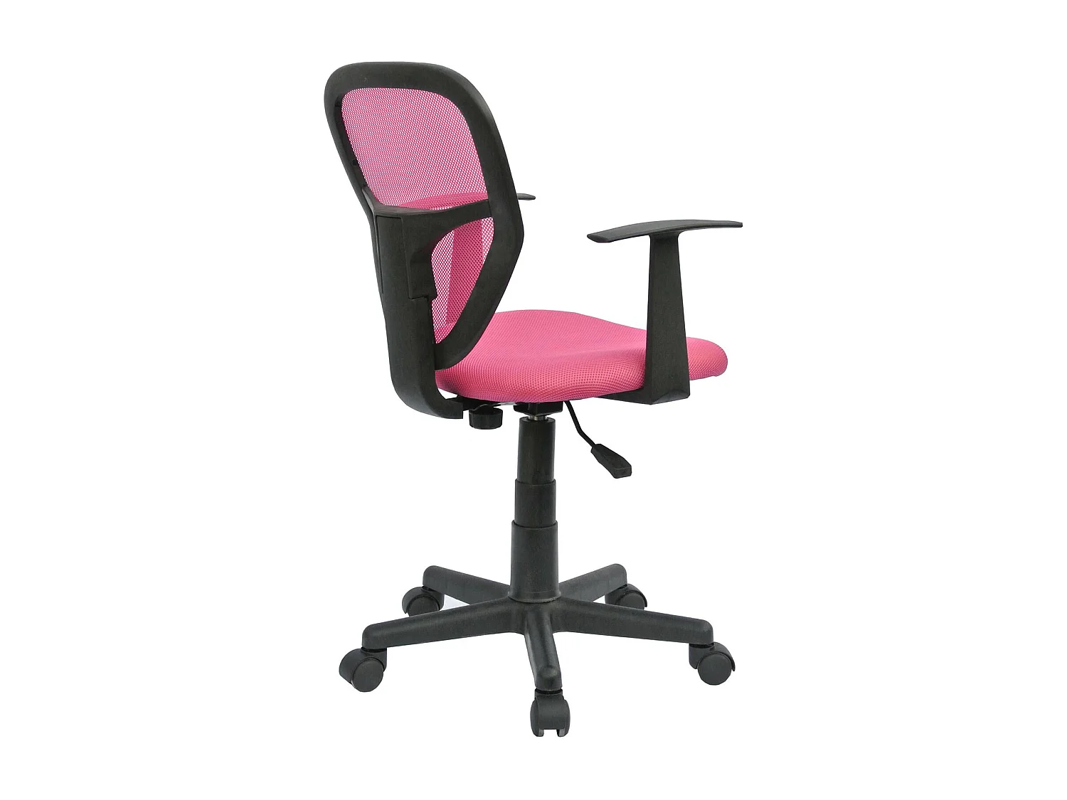 Chaise de bureau pour enfant STUDIO fauteuil pivotant et ergonomique avec accoudoirs, siège à roulettes hauteur réglable, mesh rose