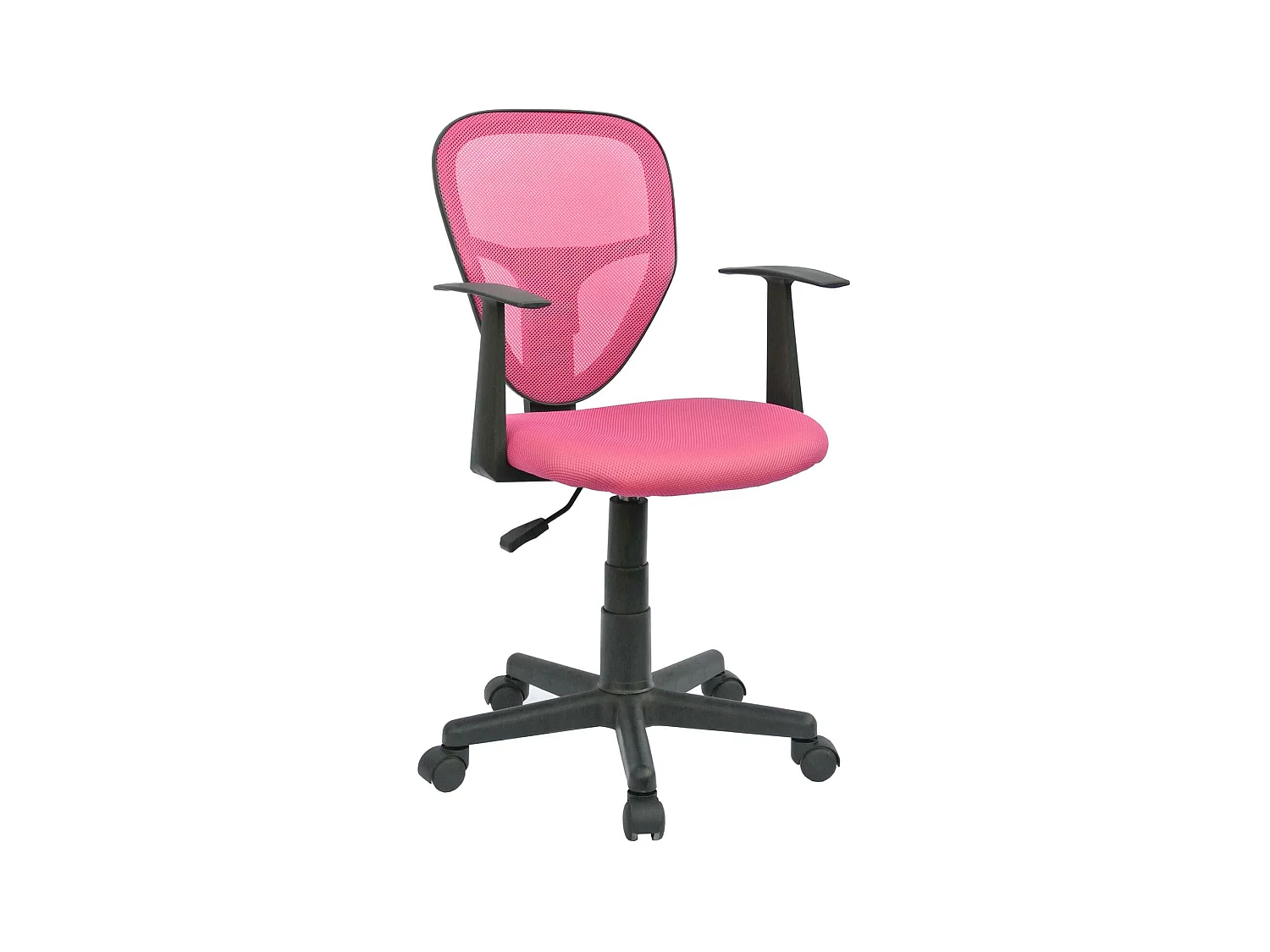 Chaise de bureau pour enfant STUDIO fauteuil pivotant et ergonomique avec accoudoirs, siège à roulettes hauteur réglable, mesh rose