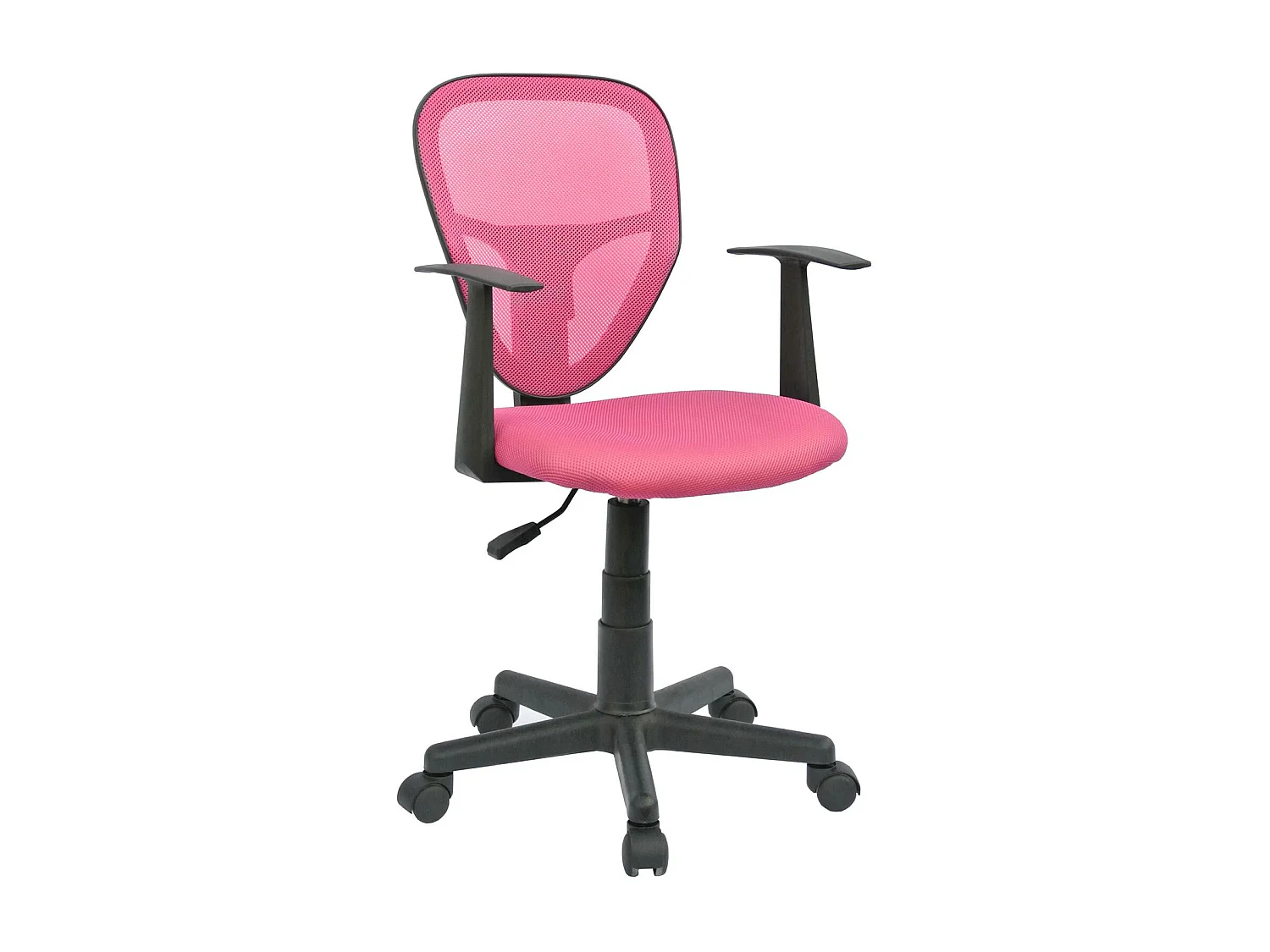 Chaise de bureau pour enfant STUDIO fauteuil pivotant et ergonomique avec accoudoirs, siège à roulettes hauteur réglable, mesh rose