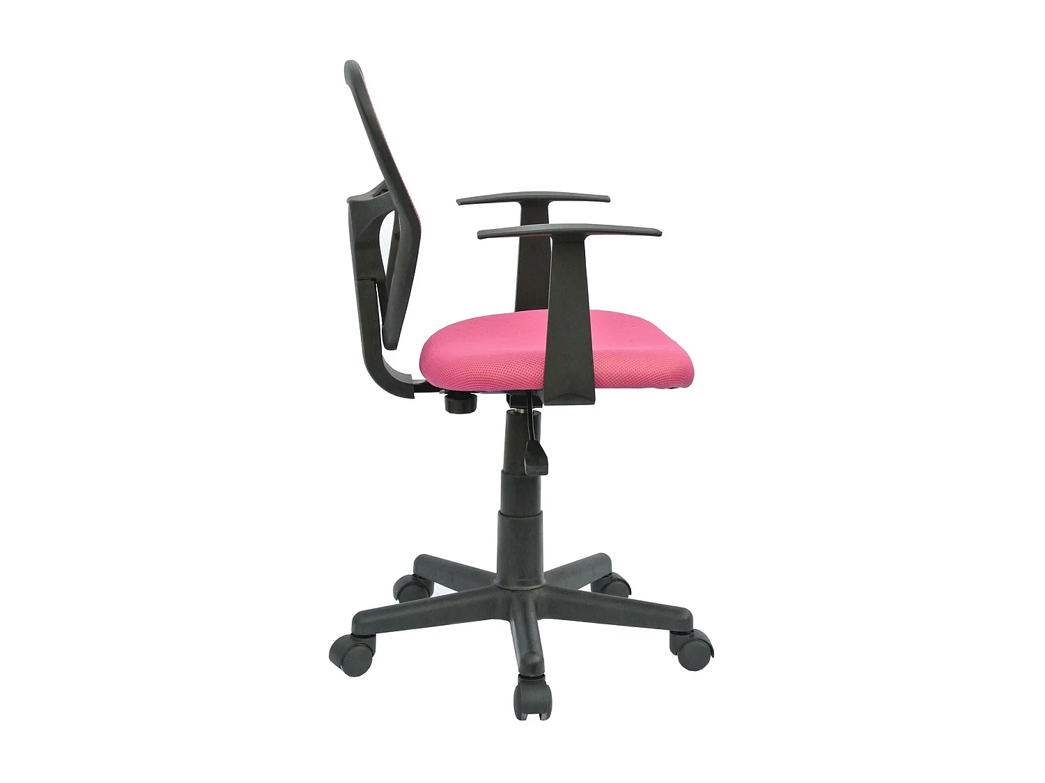 Chaise de bureau pour enfant STUDIO fauteuil pivotant et ergonomique avec accoudoirs, siège à roulettes hauteur réglable, mesh rose