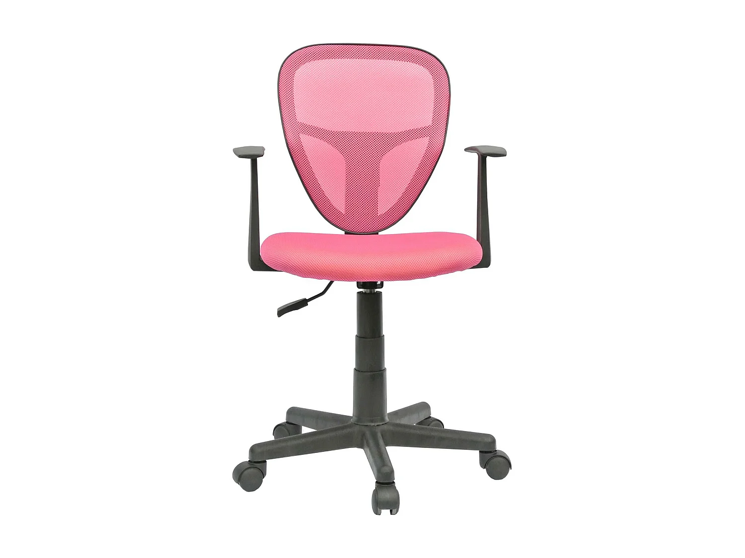Chaise de bureau pour enfant STUDIO fauteuil pivotant et ergonomique avec accoudoirs, siège à roulettes hauteur réglable, mesh rose