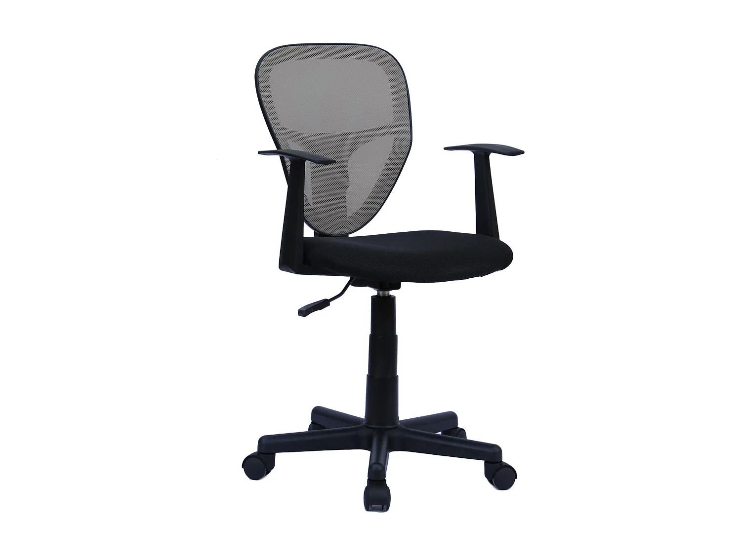 Chaise de bureau enfant STUDIO fauteuil pivotant et ergonomique avec accoudoirs, siège à roulettes hauteur réglable, mesh noir/gris