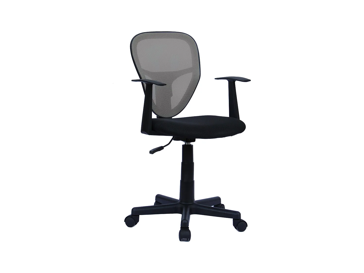 Chaise de bureau enfant STUDIO fauteuil pivotant et ergonomique avec accoudoirs, siège à roulettes hauteur réglable, mesh noir/gris