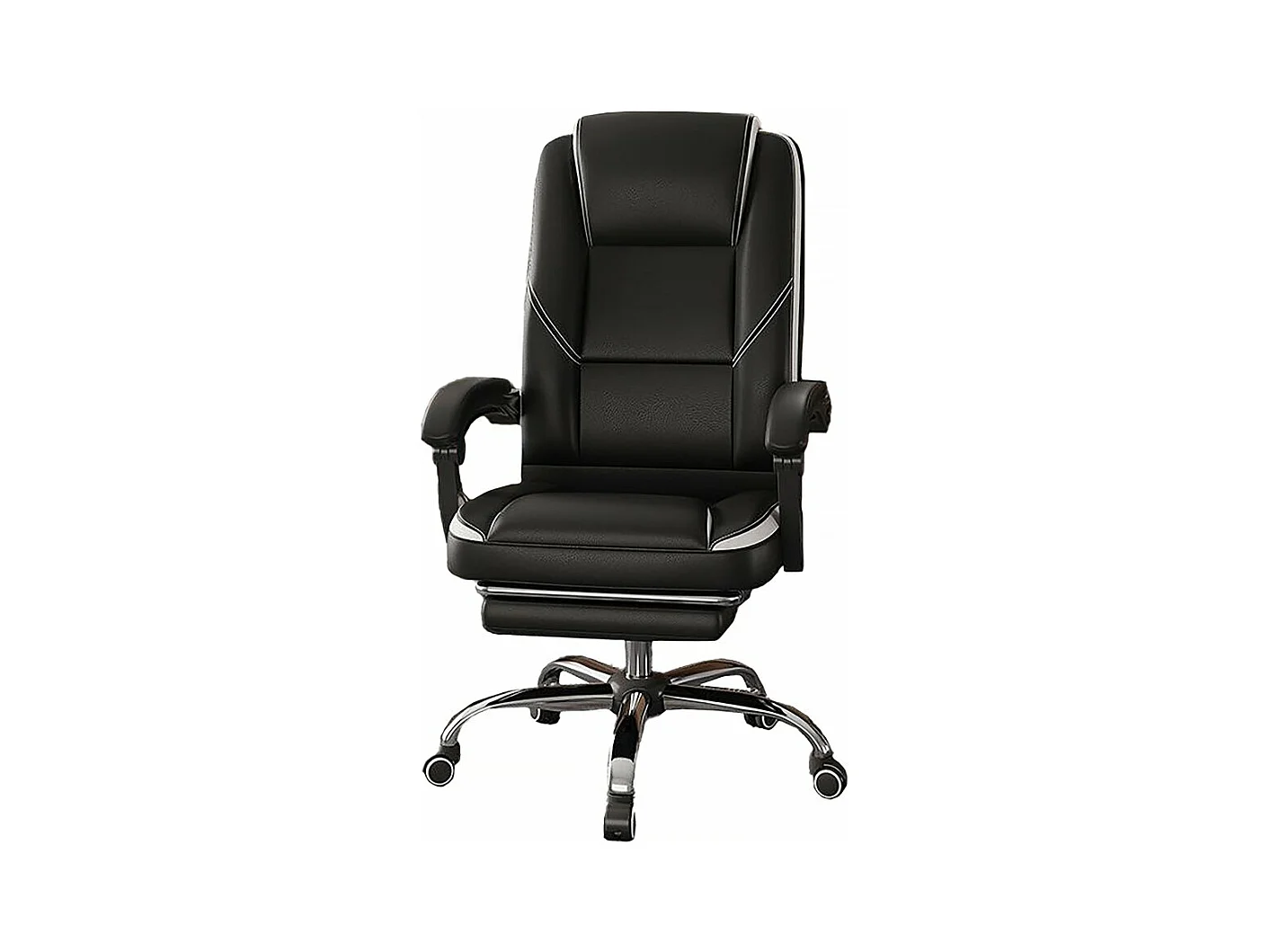 Fauteuil de bureau en simili avec repose pieds "Maissa" - Blanc/Noir