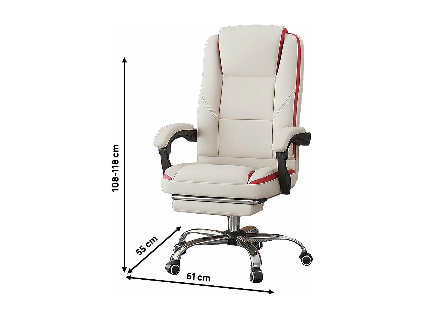 Sedia da ufficio in ecopelle con poggiapiedi "Maissa" - Beige