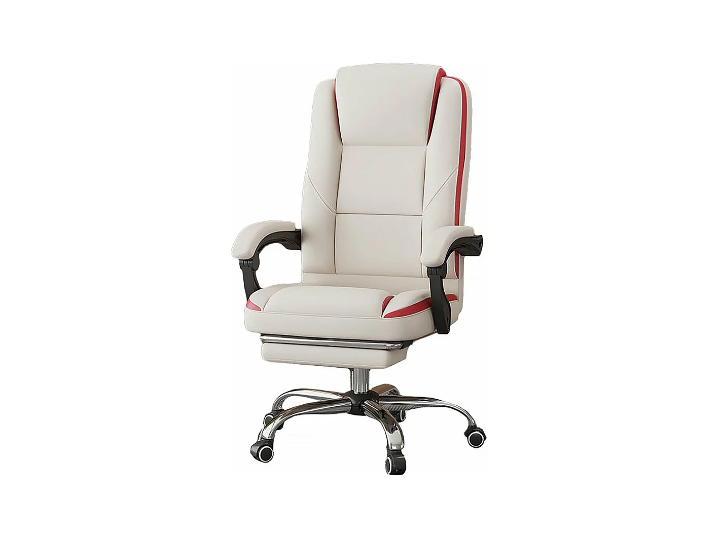 Fauteuil de bureau en simili avec repose pieds "Maissa" - Beige