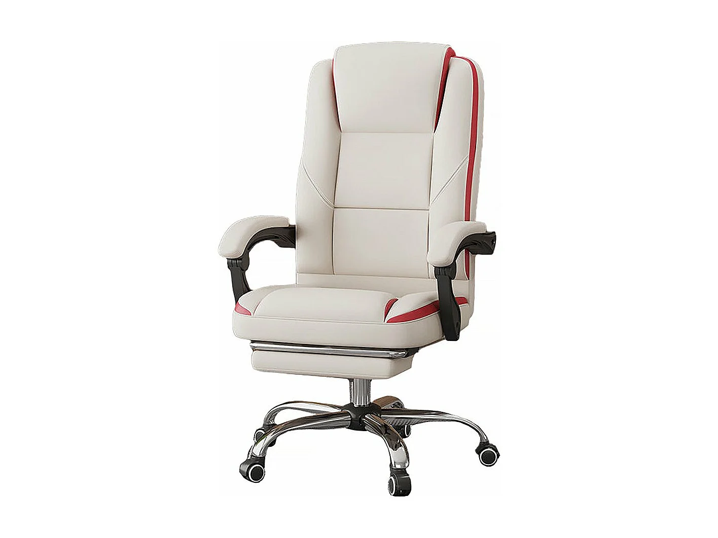 Fauteuil de bureau en simili avec repose pieds "Maissa" - Beige